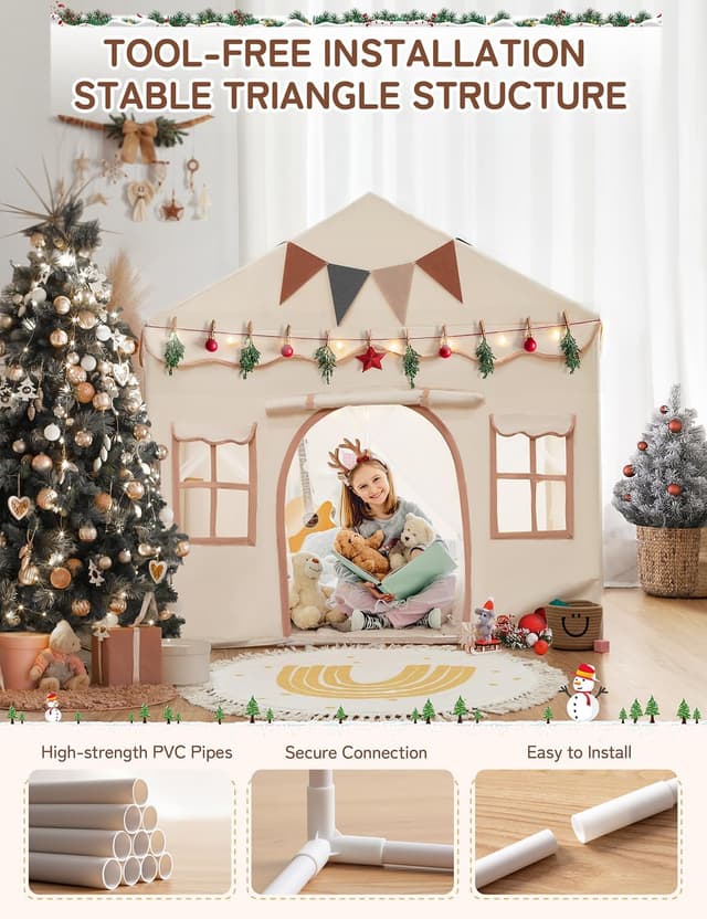 Detalle 2 de besrey 2 IN 1 Kinderzelt 130×90×130 cm 🏠