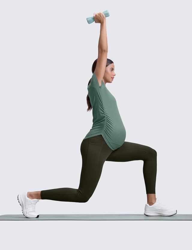 Detalle de CRZ YOGA Donna Butterluxe leggings maternità con tasche, vita altissima e pannello U per pancia