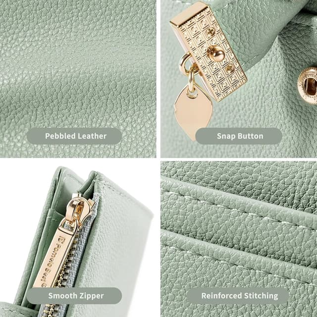 Detalle de Pomelo Best women’s RFID vegan leather bi-fold wallet with zip coin pocket