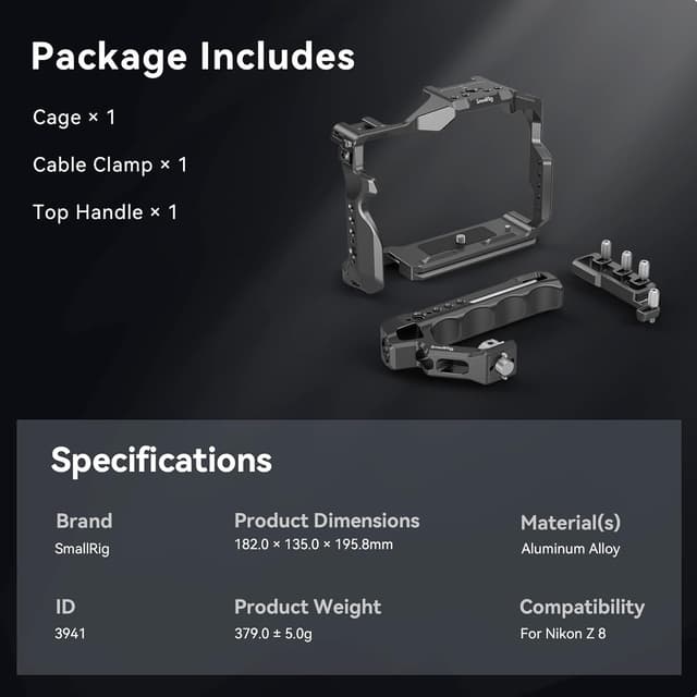 Thumbnail 6 de SmallRig Z 8 Cage Kit 3941 pour Nikon Z 8 (cage aluminium, poignée supérieure, serre-câble HDMI)