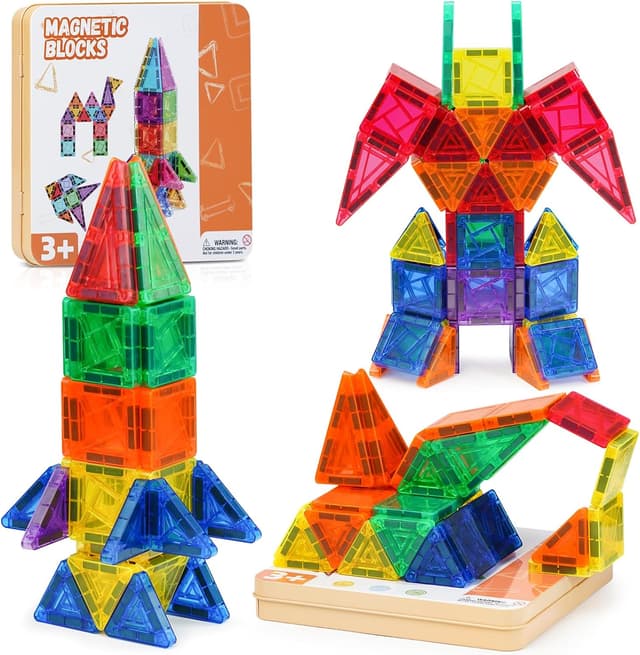 Detalle de Akosuntoys 60-Piece Magnetic Tiles Travel Set