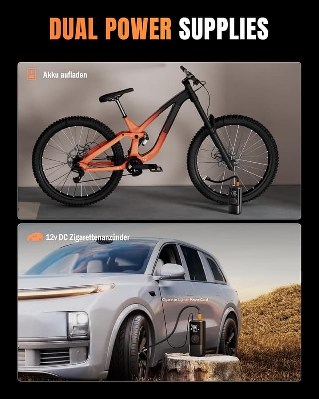 Detalle 2 de Elektrische Luftpumpe Akku Mini-Kompressor mit Manometer