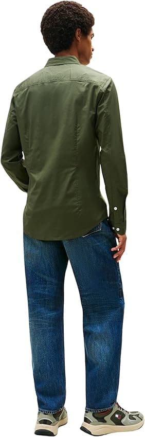 Detalle 2 de Tommy Jeans Camisa hombre XS Verde 70% algodón