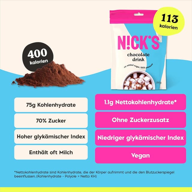 Thumbnail 5 de NICKS Chocolate drink Heiße Schokolade 250 g