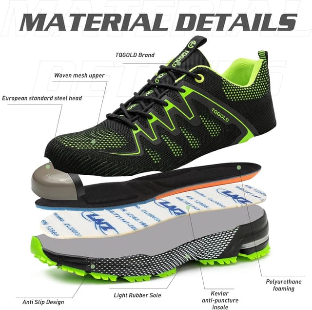 Detalle de TQGOLD Scarpe antinfortunistiche unisex con punta in acciaio e suola resistente alle perforazioni