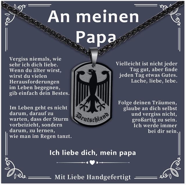 Detalle de Halora Deutschland Kette Adler für Herren (Edelstahl) – 60 cm
