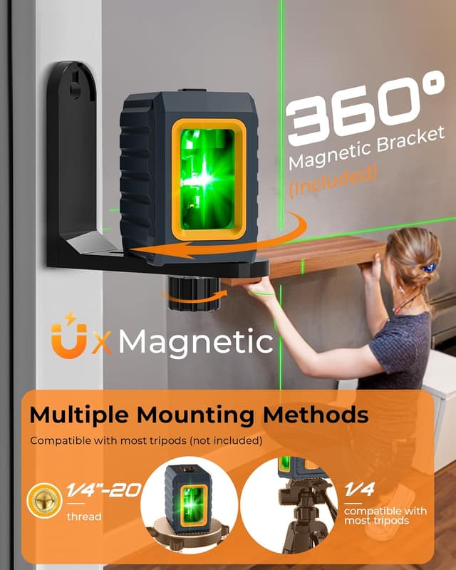 Detalle 2 de CIGMAN Green Laser Level with Self-Levelling and Manual Modes (30m / Pulse 50m with Receiver)