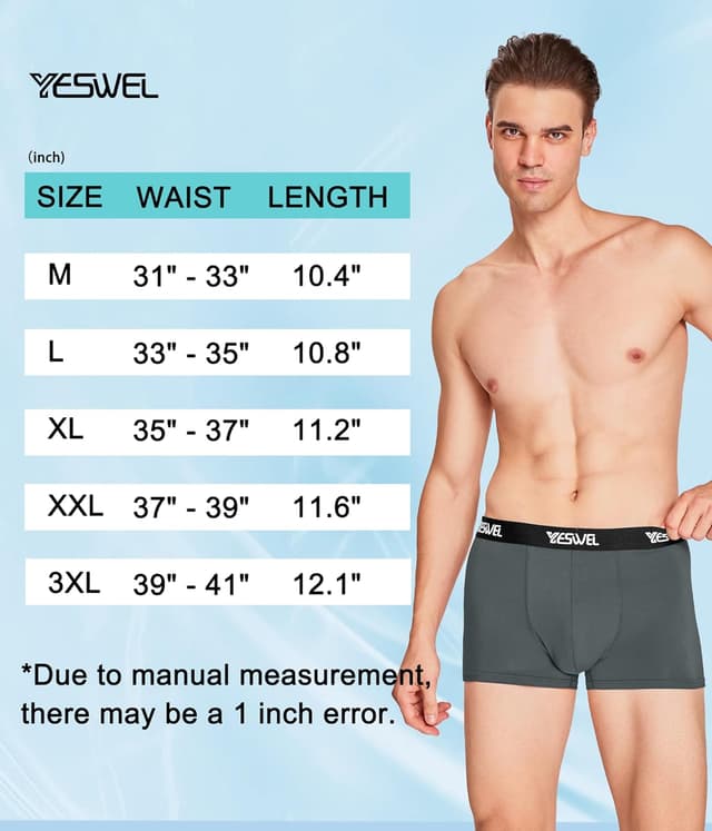 Detalle 2 de YESWEL Bamboo Boxers for Men (No Itchy Labels) – Breathable Bamboo Trunks Multipack