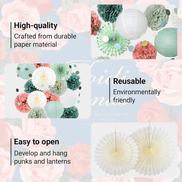 Detalle 2 de Papier Party-Dekoration Rosa Set mit 4 m Girlande