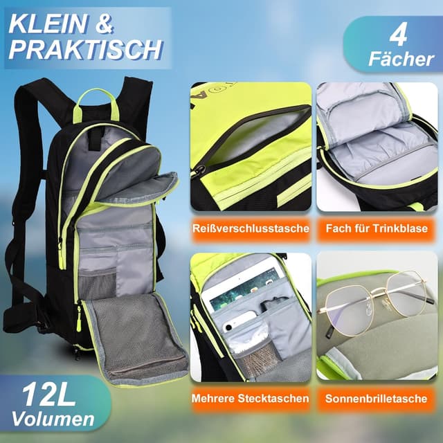 Detalle de Local Lion Fahrradrucksack 12L wasserdicht für Damen – Wanderrucksack & Skirucksack mit Regenschutz