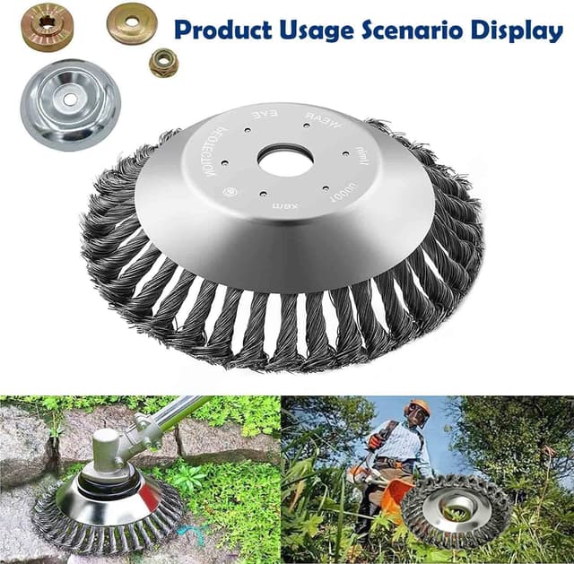 Detalle 2 de Kimuwote Brosse de désherbage professionnelle pour débroussailleuse, alésage 200 x 25,4 mm, acier