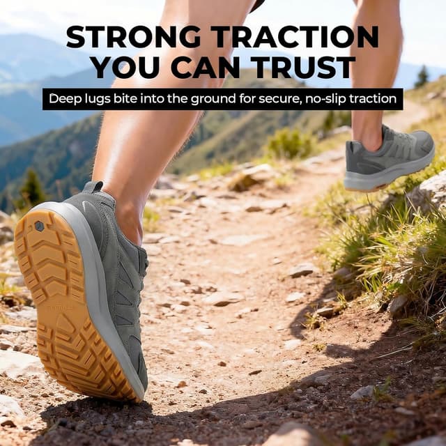 Detalle de FitVille Wanderschuhe Herren „Extra Breit“ – wasserdicht, rutschfeste Trekkingschuhe mit breiter Zehenbox