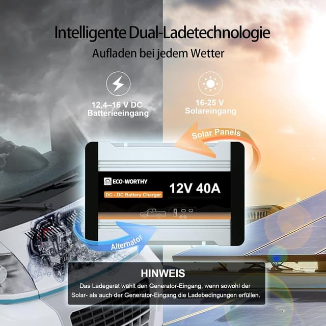 Thumbnail 2 de ECO-WORTHY Ladebooster 12V 40A DC-DC