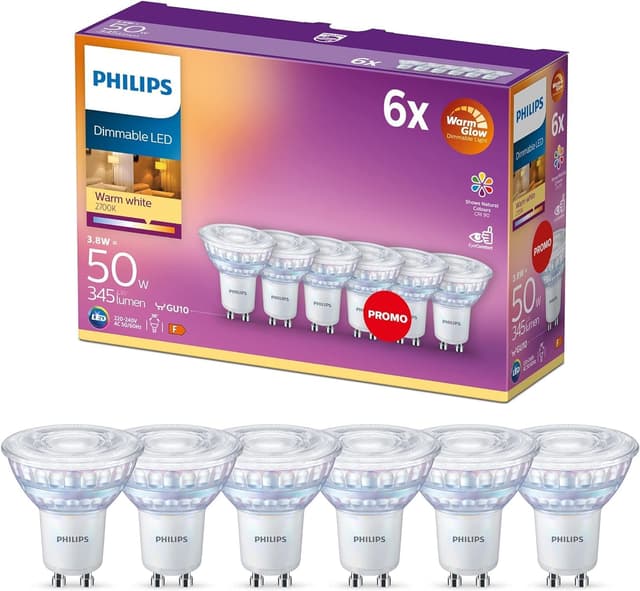 Detalle de Philips Lighting Bombilla LED 50W Blanco Cálido - 6 Unidades 🌟
