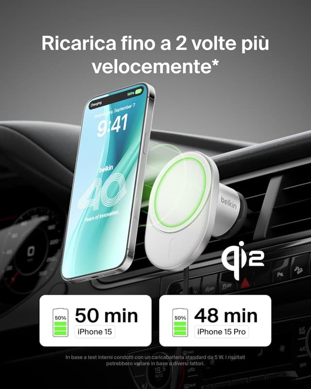 Thumbnail 1 de Belkin BoostCharge Pro Caricabatteria Auto Qi2 15W