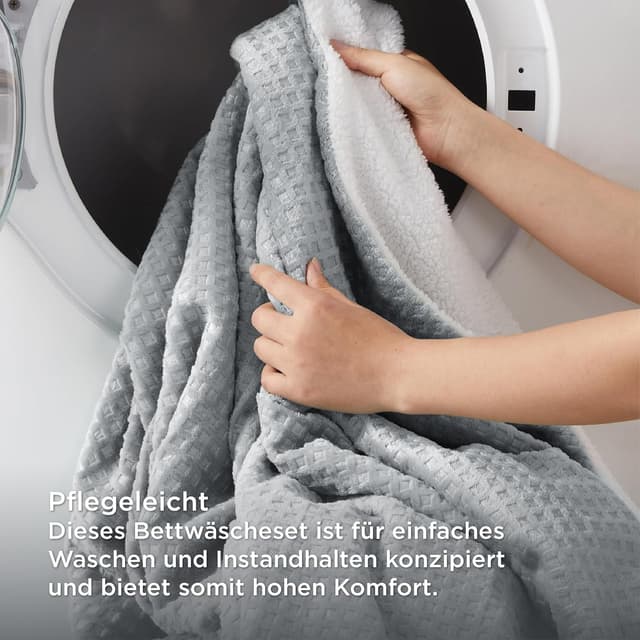 Thumbnail 6 de BEDSURE Flauschige Bettwäsche 155x220 Grau