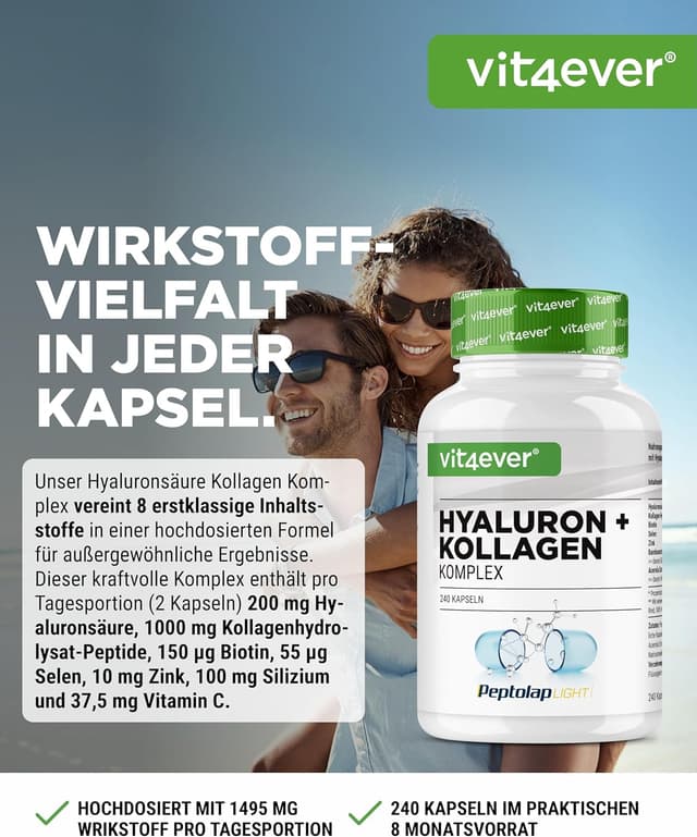Thumbnail 1 de vit4ever Hyaluronsäure Kollagen Komplex 240 Kapseln 💊