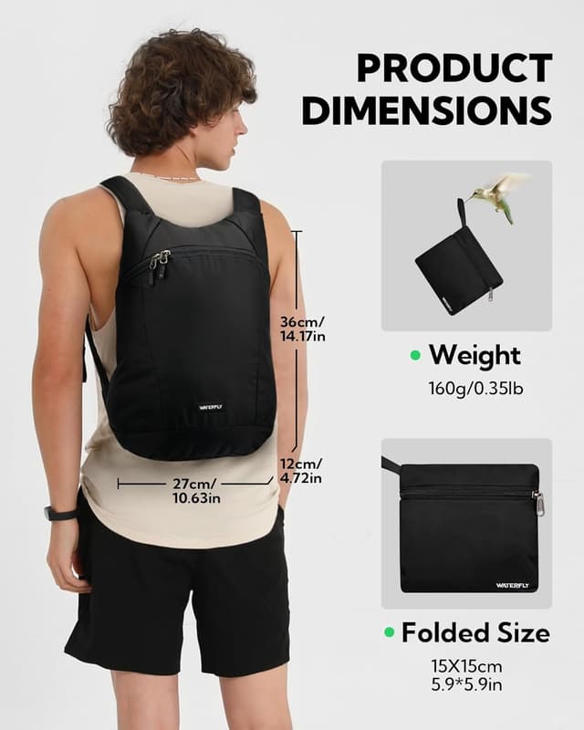 Detalle 2 de WATERFLY Faltbarer Rucksack 15L Ultraleicht