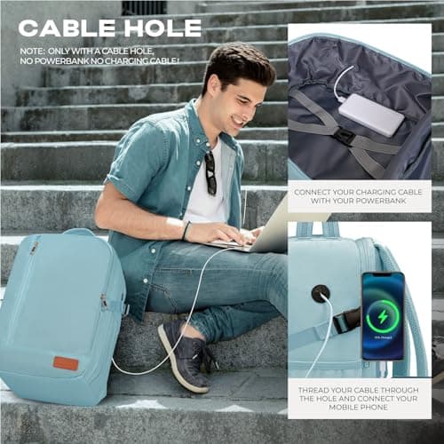 Detalle de VMIKIV Mochila de cabina 45x36x20 cm para avión (Easyjet) 32 L con apertura 180° y bolsillos