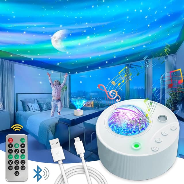 Detalle de Northern Lights Aurora Sensory Star Projector with Bluetooth