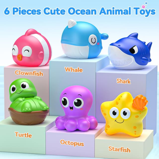 Detalle de Ocean bath toys set with LED lights for 1-3