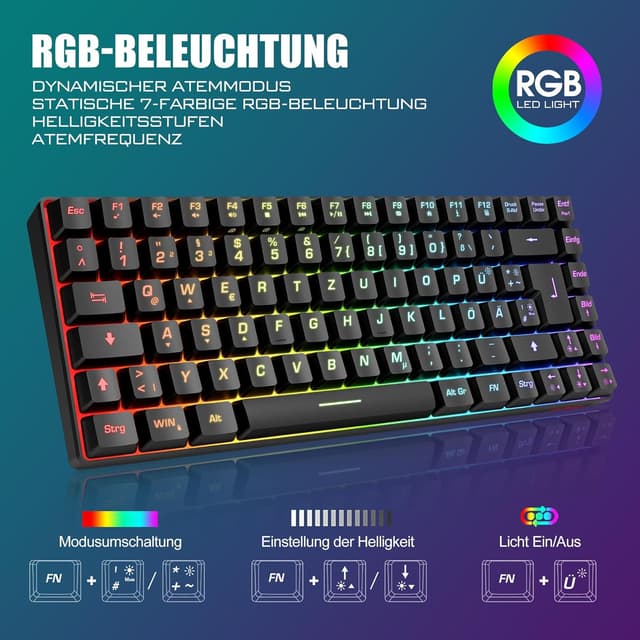 Detalle de RedThunder 75% Gaming Tastatur- und Maus-Set, 7200 DPI