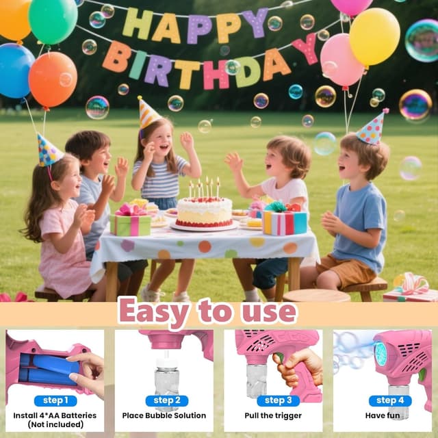 Detalle 2 de Panacare Seifenblasenpistole Bubble Gun – automatische Seifenblasenmaschine mit 130 ml Lösung