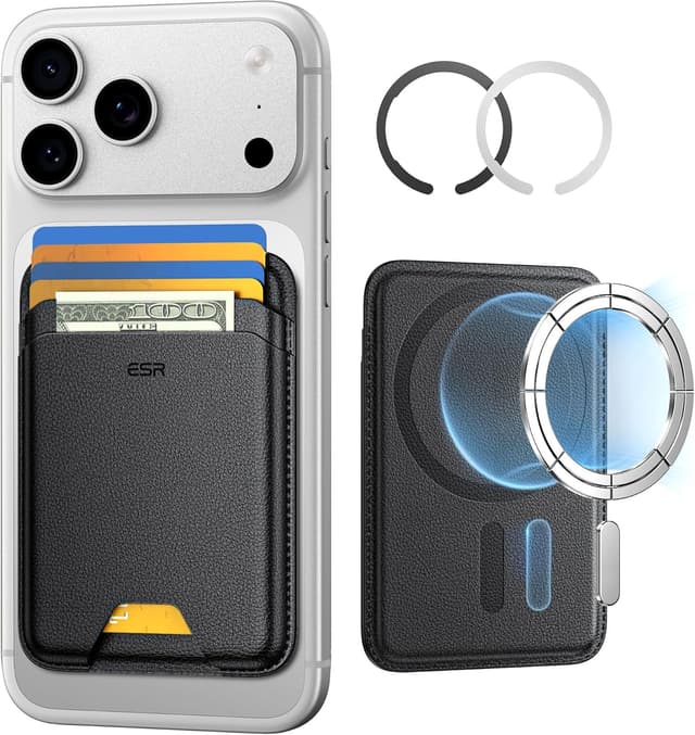 Detalle de ESR for MagSafe Wallet 5-Card Holder with RFID Blocking (MagSafe sticker included) – Slim Magnetic Wallet for iPhone 17e/17/16/15/14/13/12, Black