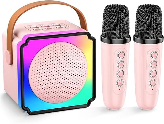 Detalle de Anykuu 2 Micrófonos de Karaoke con Luces LED para Niños 🎤