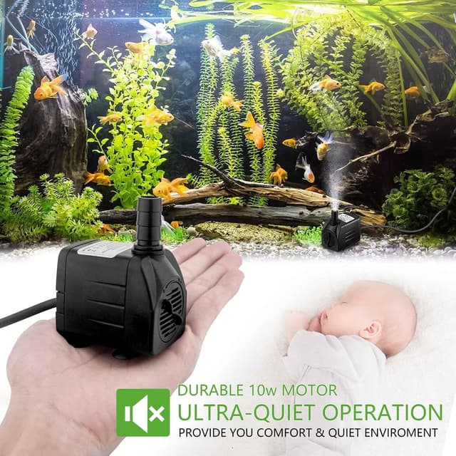 Detalle 2 de Mini Submersible Water Pump (600L/H, 10W) Adjustable Ultra Quiet Fountain Pump