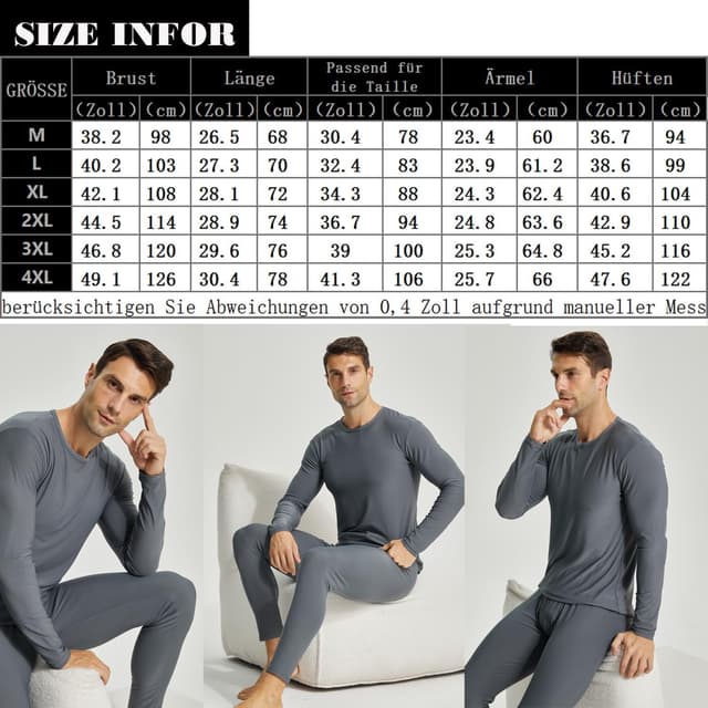Thumbnail 6 de BEGIANT Thermounterwäsche Set für Herren mit Fleece-Futter – langarm & lange Unterhose, Baselayer für Winter