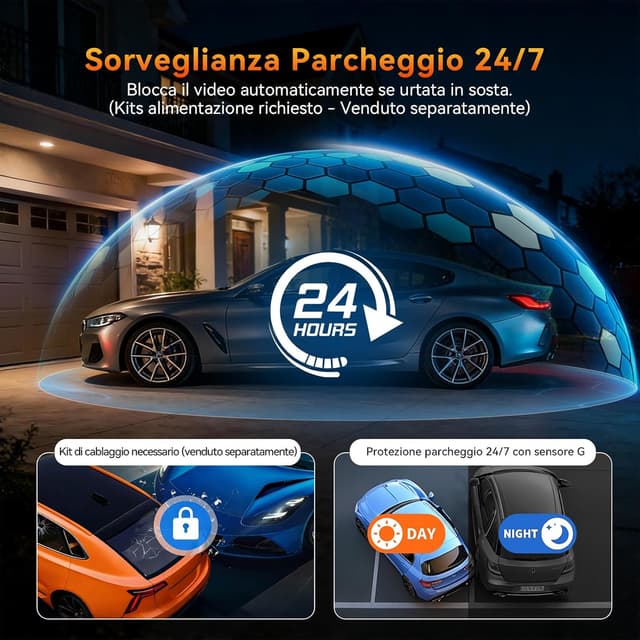 Detalle de Caytail Dash Cam Auto 4K+2K con WiFi 5GHz e scheda 64GB, front+retro grandangolo 170°+120°