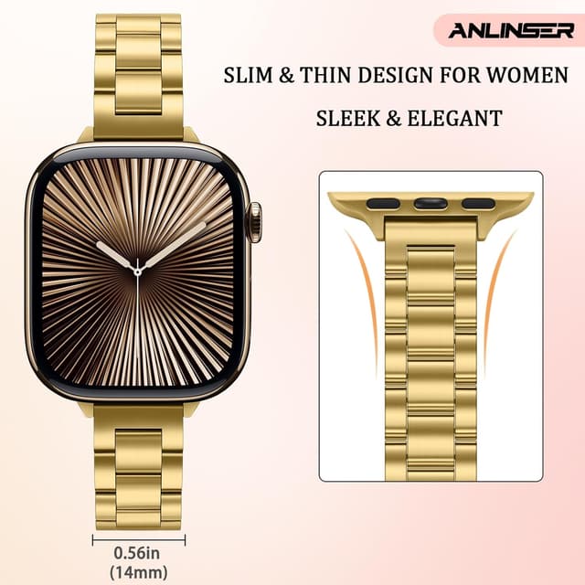 Detalle de Apple Watch strap Gold 14mm slim band