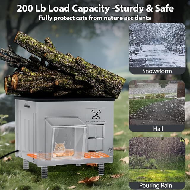 Thumbnail 2 de Large Heated Cat House 22x17x19.7 in 🐱