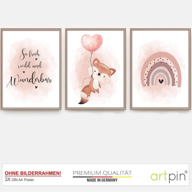Detalle de artpin® Poster Kinderzimmer 3er Set 🖼