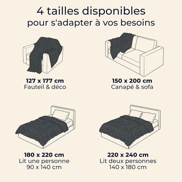 Detalle de Dreamzie Couverture en mousseline 150x200 cm en coton Oeko-Tex anthracite