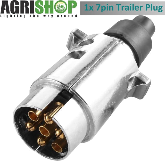 Detalle de AGRISHOP 12V Metal 7-Pin Trailer Plug (Male, Waterproof Aluminium, 7-pin towing)