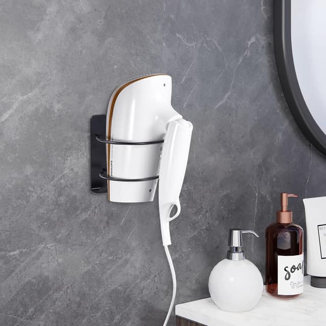 Detalle 2 de Tiilan Wall-Mount Hair Dryer Holder (SUS 304 Stainless Steel, Self-Adhesive) – Black