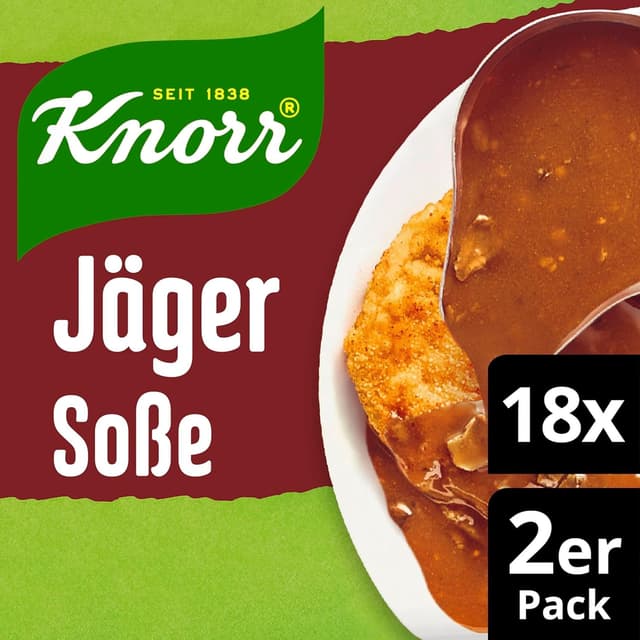 Detalle de Knorr Jäger Soße als braune Sauce ohne geschmacksverstärkende Zusatzstoffe, 2er Pack à 46 g (18 Portionen)