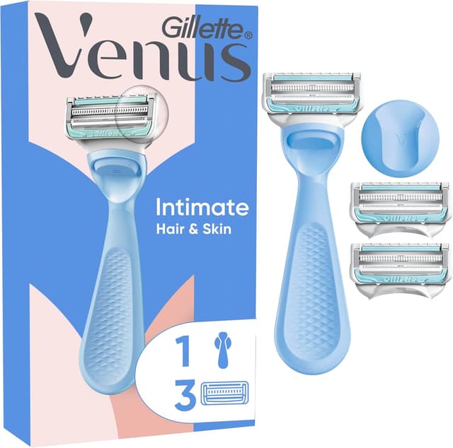 Detalle de Gillette Venus rasoio donna per zone intime con barra anti-irritazioni e 3 lamette di ricambio