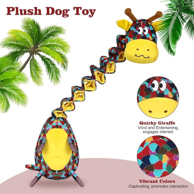 Detalle de PUHOHUN Squeaky Giraffe Tug & Chew Toy (Extra Large) for Small–Large Dogs
