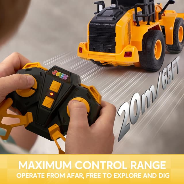 Detalle de JOYIN ferngesteuerter RC Bagger/Traktor/LKW mit Frontlader, 2,4G – mit Licht & Sound, für Kinder ab ca. 6 Jahren