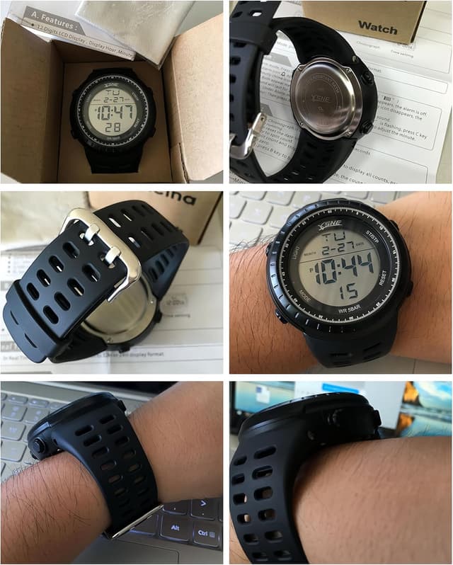 Detalle 2 de SNE Men’s Digital Big Face Waterproof Electronic LED Sport Wrist Watch (Black) SK1167