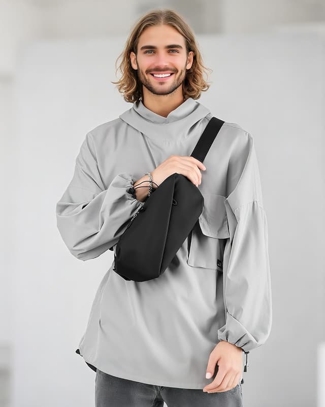 Detalle 2 de TODREMOU Bauchtasche für Herren & Damen – große wasserdichte Sport- und Reise-Bauchtasche aus PU