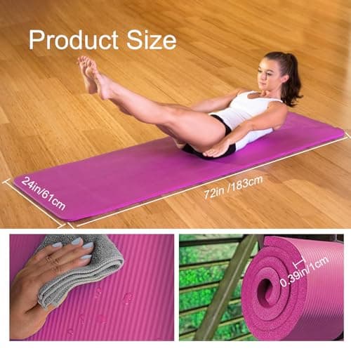 Detalle 2 de smallrun Esterilla Yoga Antideslizante NBR Morado de 10 mm (183 x 61 cm)