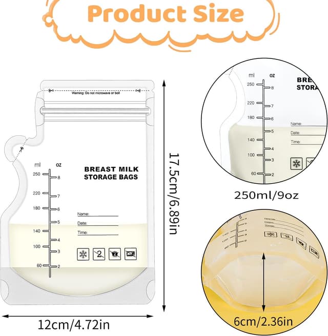 Detalle 2 de Breast milk storage bags 250ml, 100 pcs