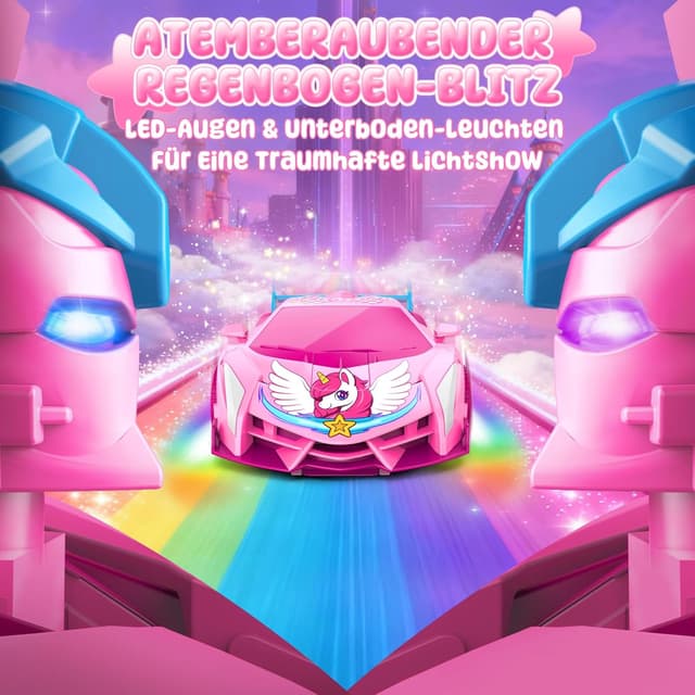 Detalle 2 de Einhorn ferngesteuertes Transformations-RC-Auto (2,4 GHz) mit LED-Augen & Unterbodenlichtern