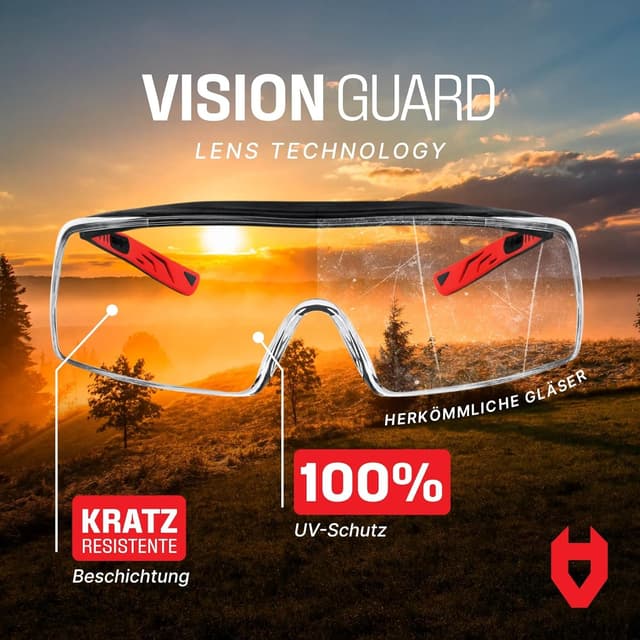 Detalle 2 de NoCry Sicherheits-Überbrille mit kratzbeständigen Gläsern, Seitenschutz und verstellbaren Bügeln (EN166/EN170/EN172/EN175)