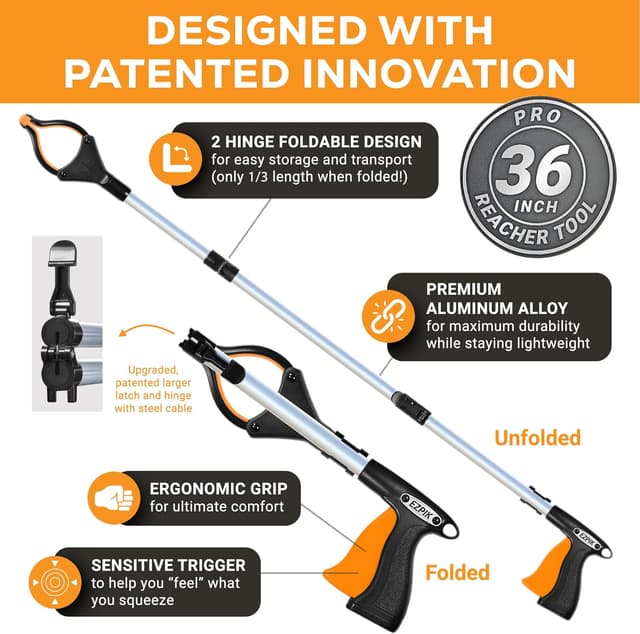 Thumbnail 4 de Ezpik 36in Litter Picker Foldable Grabber