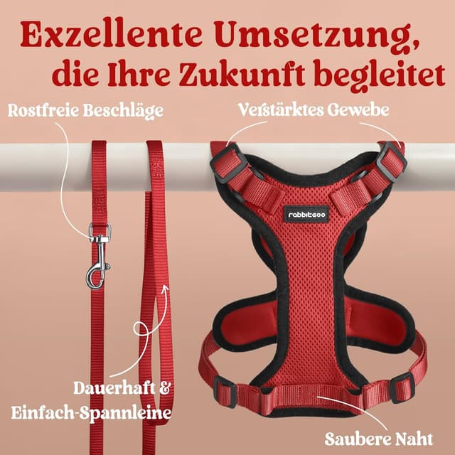 Thumbnail 6 de rabbitgoo Katzengeschirr mit Leine (rot) – ausbruchssicher, verstellbare Katzenweste in XS
